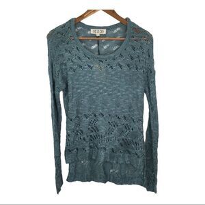 Pink Rose Hi Lo Crochet Sweater Vintage Glass‎ Large